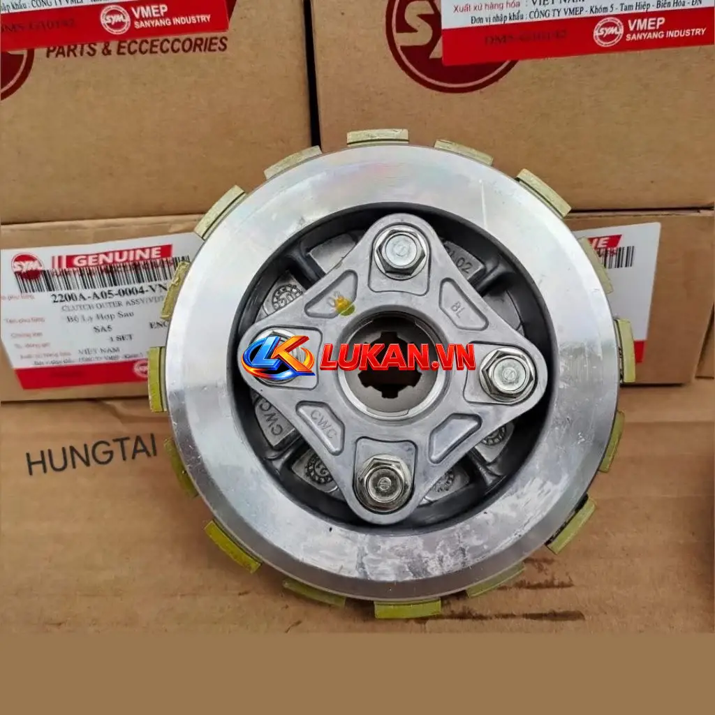 Cụm bố nồi côn sau, đế nhôm SYM xe DREAM, WAVE.... zin