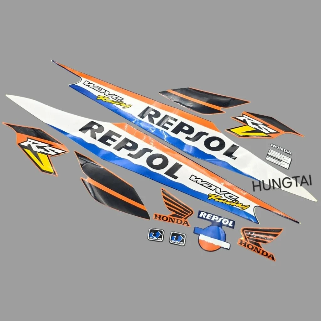 Bộ tem dán xe WAVE REPSOL màu cam xanh - Ảnh 5