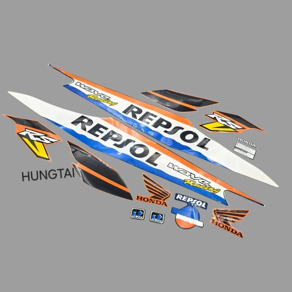 Bộ tem dán xe WAVE REPSOL màu cam xanh - Ảnh 4