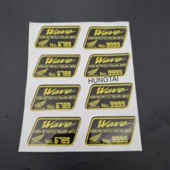 1 tem thông số vàng dán nhựa đầu xe WAVE.... trang trí