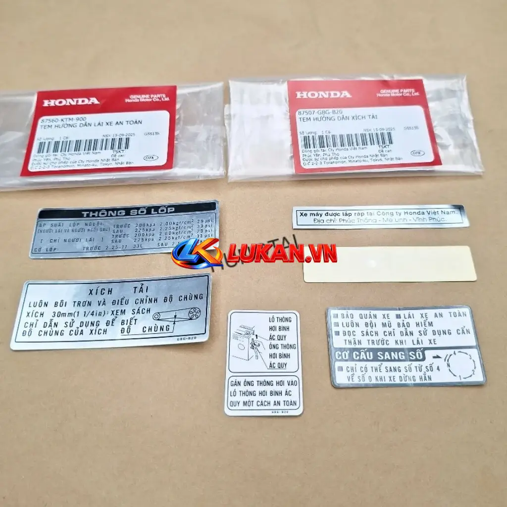 Bộ 6 tem dán thông số xe Super DREAM Việt đời đầu zin Honda