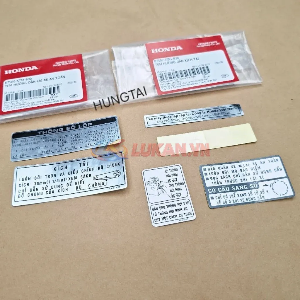 Bộ 6 tem dán thông số xe Super DREAM Việt đời đầu zin Honda - Ảnh 4