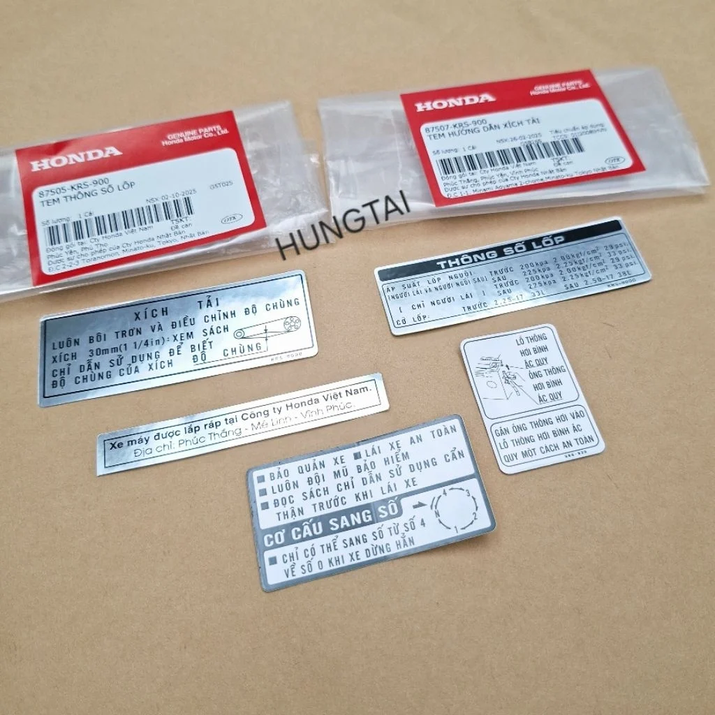 Bộ 5 tem dán thông số xe WAVE ALPHA, ZX đời đầu zin Honda