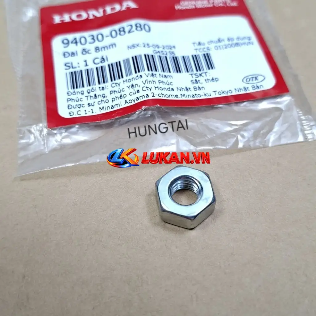 Ốc, tán treo máy, chỉnh nồi côn DREAM, WAVE, FUTURE... 8mm zin 94030-08280