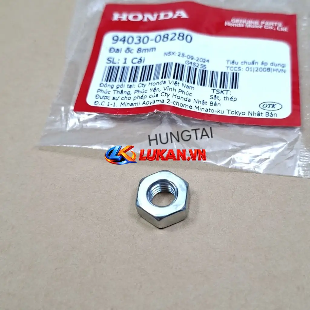 Ốc, tán treo máy, chỉnh nồi côn DREAM, WAVE, FUTURE... 8mm zin 94030-08280 - Ảnh 2