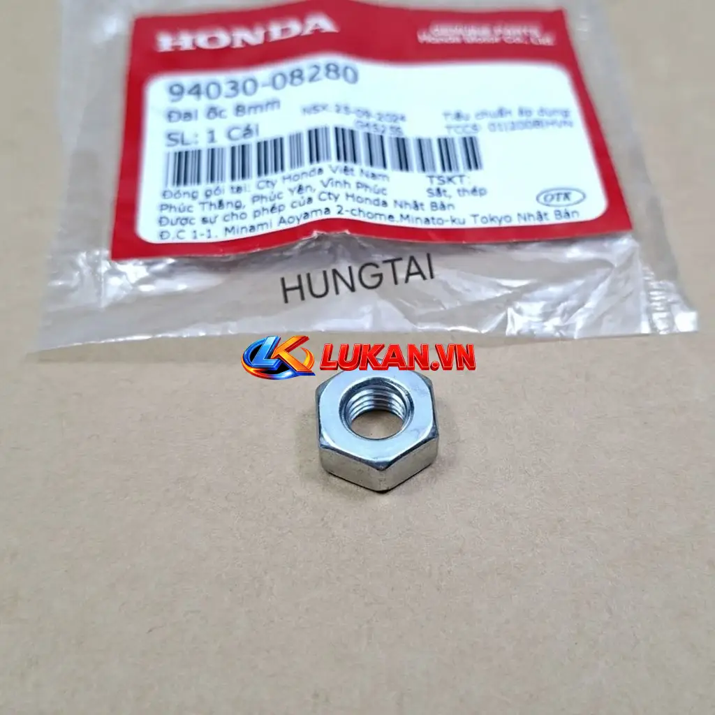 Ốc, tán treo máy, chỉnh nồi côn DREAM, WAVE, FUTURE... 8mm zin 94030-08280 - Ảnh 3