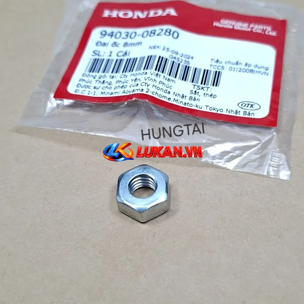 Ốc, tán treo máy, chỉnh nồi côn DREAM, WAVE, FUTURE... 8mm zin 94030-08280 - Ảnh 4