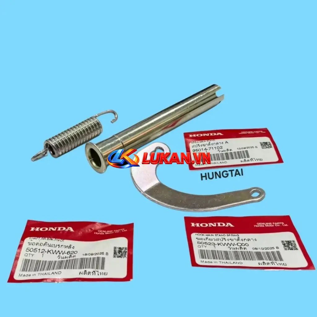 Bộ 3 móc lò xo, cốt chân chống đứng WAVE S110, RSX, BLADE, ALPHA 110... zin