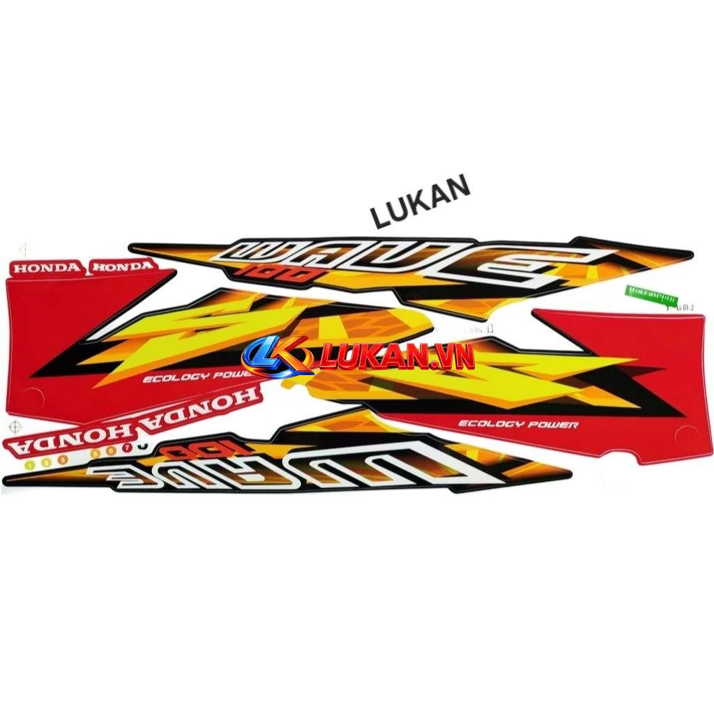 Bộ tem lửa dán xe WAVE Thái 100.... Đỏ