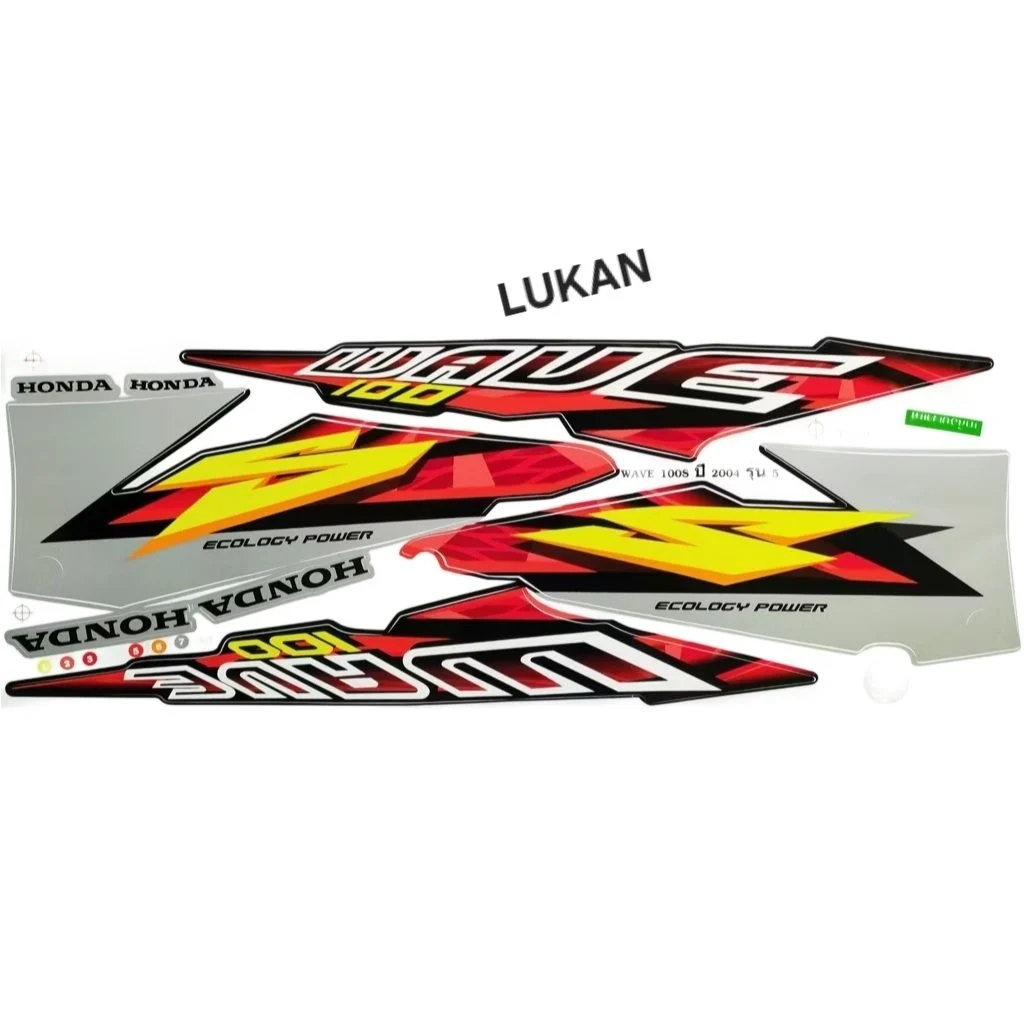 Bộ tem lửa xe WAVE Thái 100... Xám đỏ - Ảnh 2