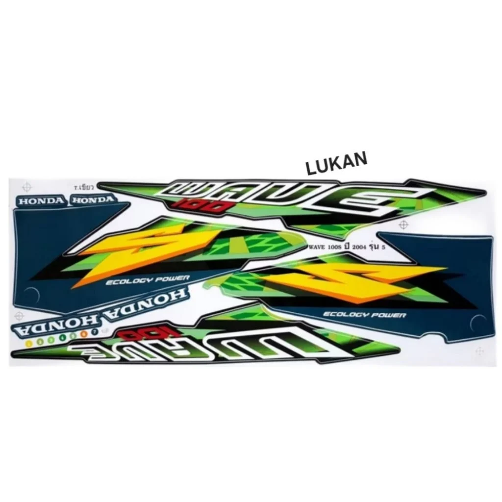 Bộ tem lửa xe WAVE Thái 100.... Xanh lá đậm