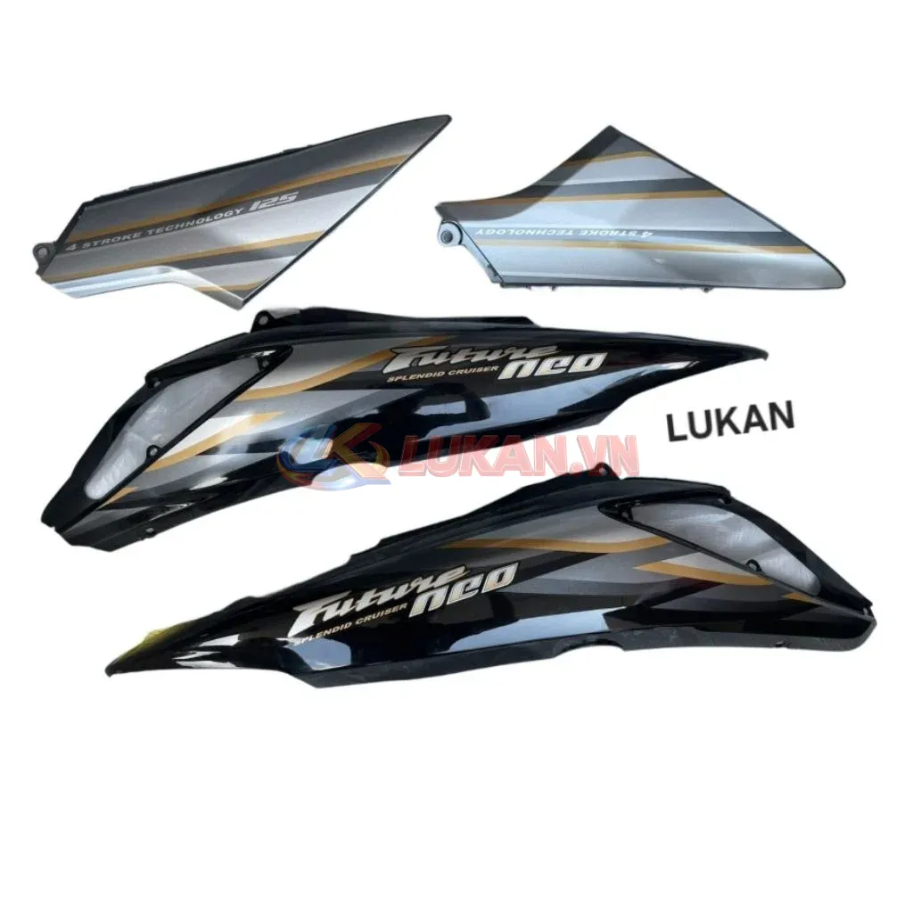 Cặp nhựa ốp thân sườn xe FUTURE NEO 125 Đen zin tem cánh chim - Ảnh 2