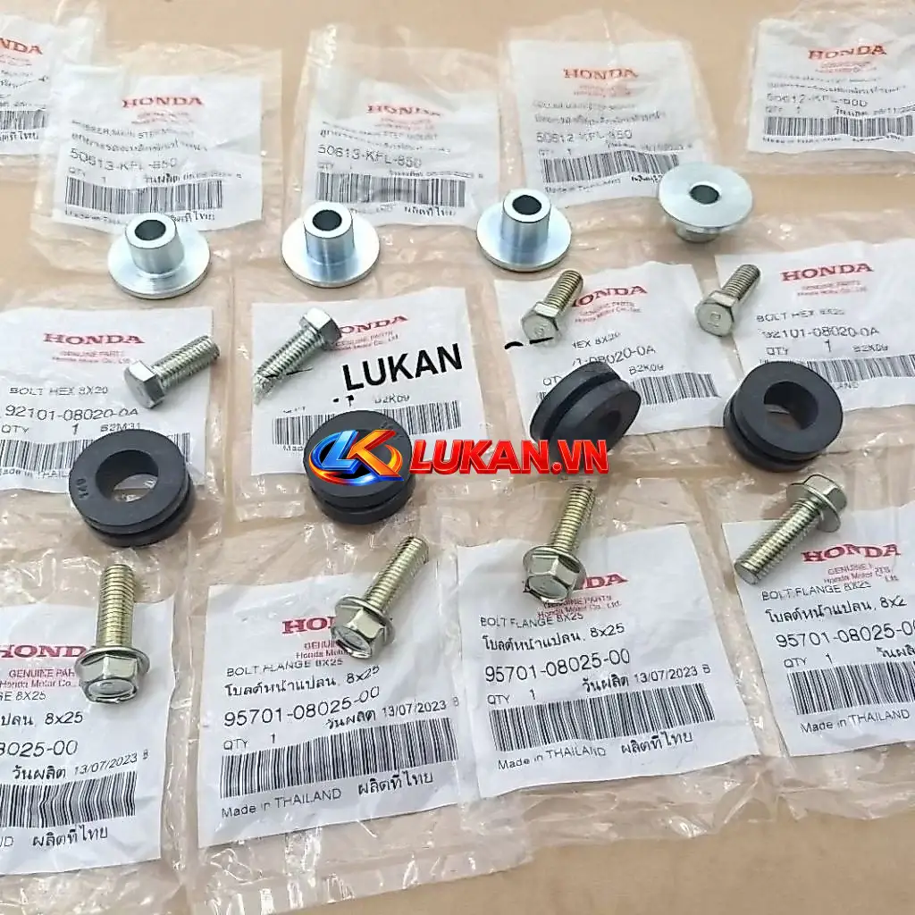 Full bộ ốc gác chân máy giữa 2 tầng WAVE Thái, FUTURE 1, NEO 125... zin 50613-KFL-850