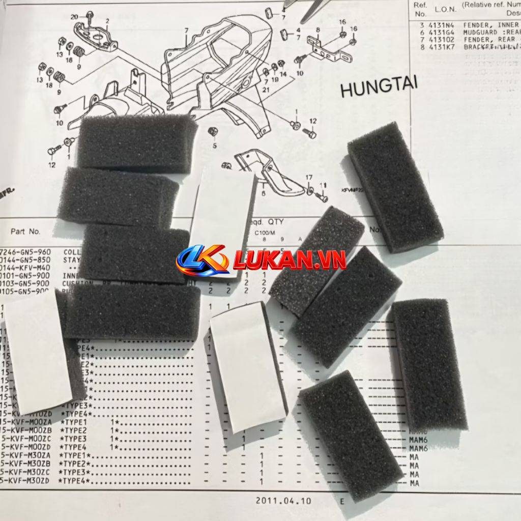 Đệm mút xốp chống rung nhựa đuôi, đèn hậu xe DREAM....