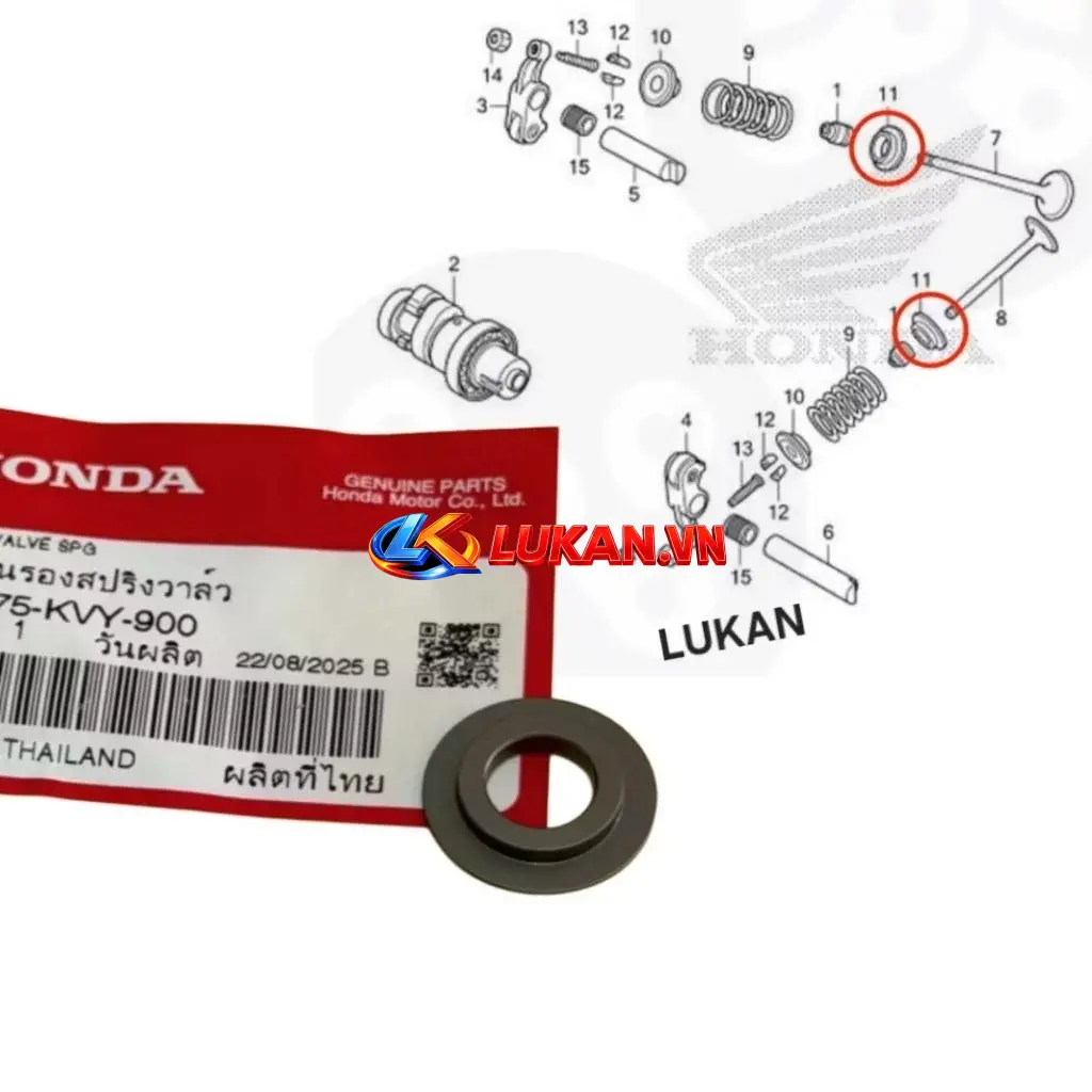 Đệm phẳng, lông đền chân lò xo xupap WAVE S110, RSX, FUTURE 125... zin 14775-KVY-900