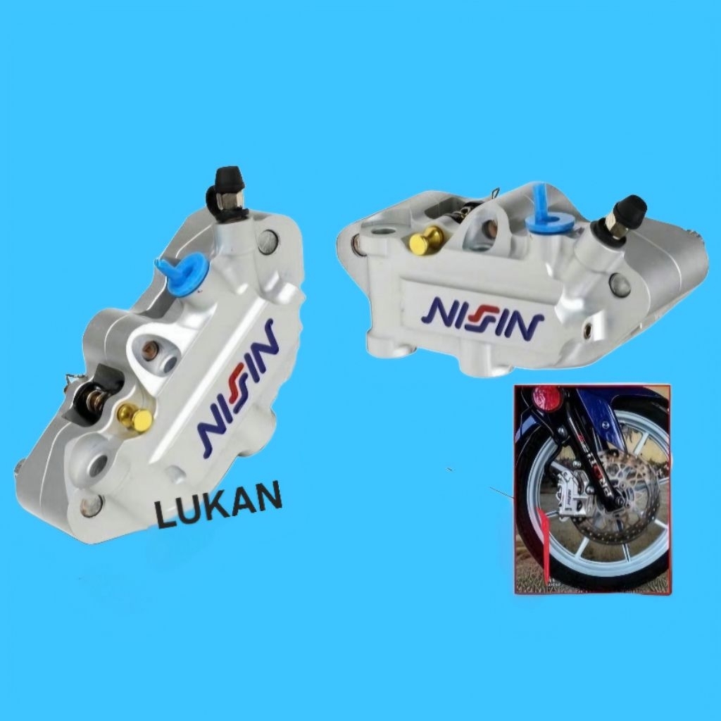 Cụm heo dầu NISSIN 4 pist, thắng phanh đĩa xe WAVE, FUTURE, WINNER.... Bạc - Ảnh 2