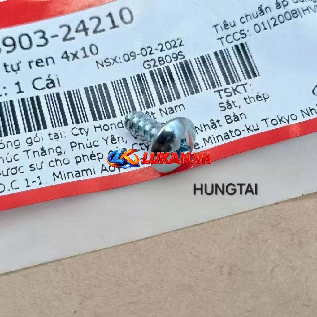 Ốc, vít bắt đèn xi nhan trước xe DREAM zin, Vít tự ren 4x10 93903-24210 - Ảnh 3