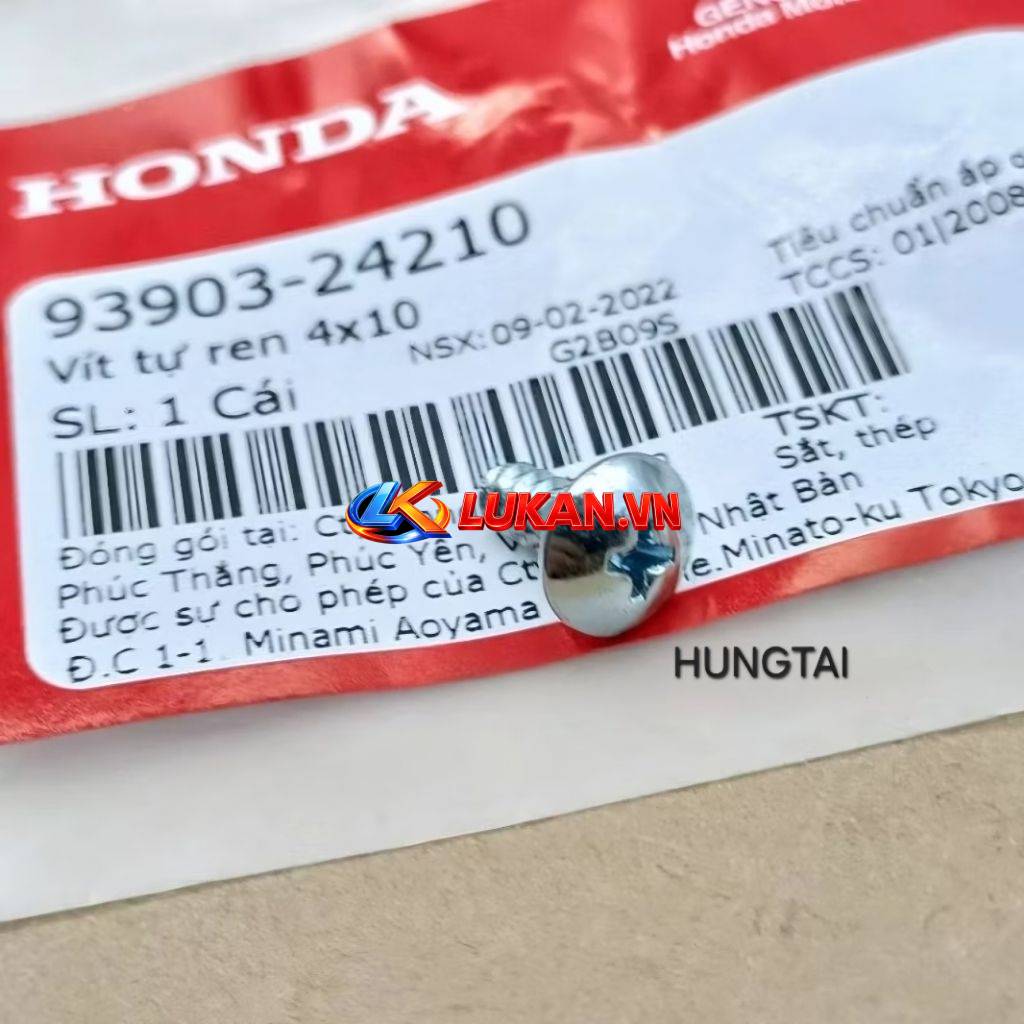 Ốc, vít bắt đèn xi nhan trước xe DREAM zin, Vít tự ren 4x10 93903-24210 - Ảnh 4