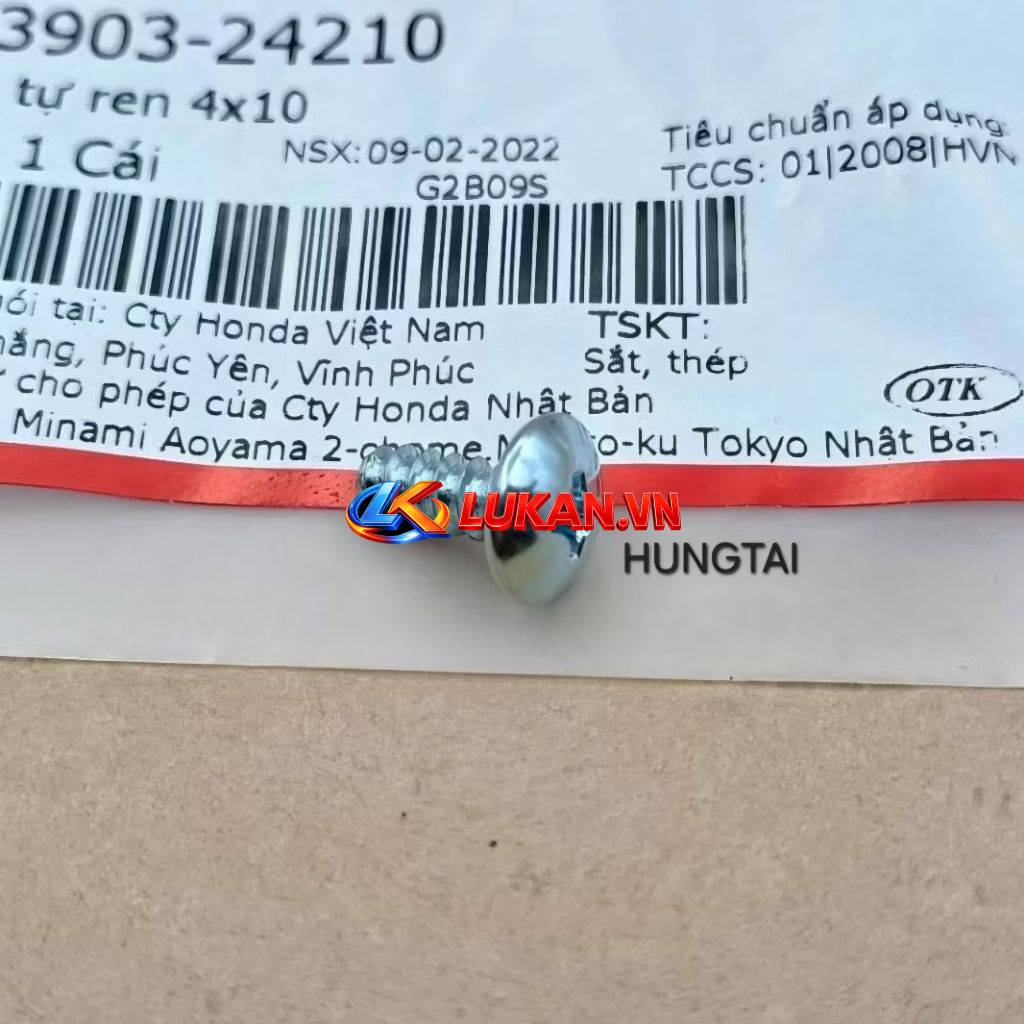 Ốc, vít bắt đèn xi nhan trước xe DREAM zin, Vít tự ren 4x10 93903-24210