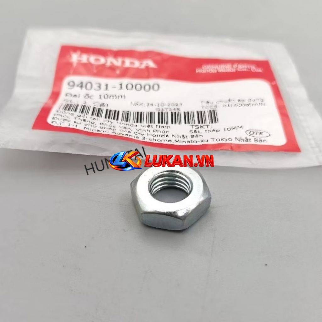 Ốc, tán 10mm trục cốt gắp WAVE A, RS, S100, ALPHA, FUTURE... zin 94031-10000