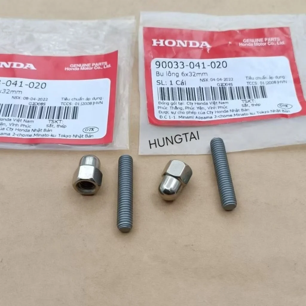 Bộ ốc ren gắn cổ pô xe DREAM, WAVE, FUTURE, CUB.... zin Honda 90033-041-020 - Ảnh 2